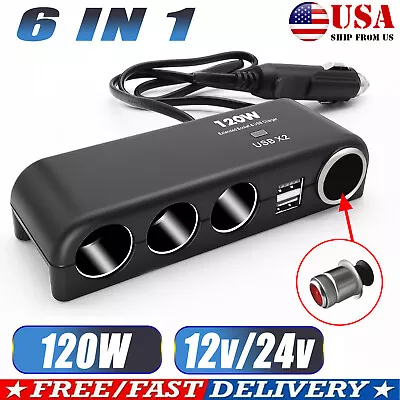 Fast Car Cigarette 3.1A USB Quick Charger 12V Multi Lighter Socket 4-Way Adapter • $10.75