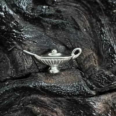 Vintage Sterling Silver Charm Genie Lamp Creativity Imagination Protection • $23.99