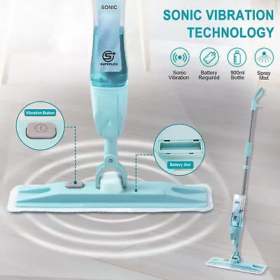 Superlex Sonic Vibration Spray Mop Water Spraying Hard Floor Cleaner Tiles Wood • £268.98