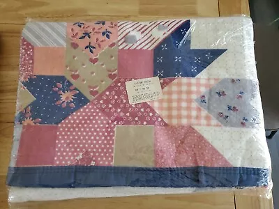 Vintage Owen Star Patch Blanket 80  X 90  Full Size Pink Blue Patchwork NOS • $49.99