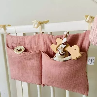 Baby Cot Bed Organizer Toy Diaper Pocket Linen Baby Crib Hanging Storage Bag • £5.99