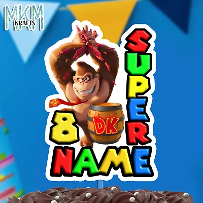Super Mario Cake Topper *any Name & Age * Birthday Card  * DONKEY KONG * • £5.64