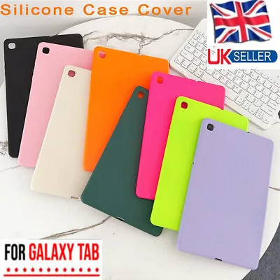 For Samsung Galaxy Tab A7 A8 A9 S6 S7 S8 S9 Plus Liquid Silicone Case Cover Skin • £10.43