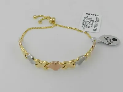 MACY'S Hearts & Kisses Bolo Bracelet 18k Tri-Color 14k Gold Over Sterling Silver • $49.99