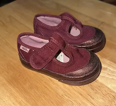 Toddler Mary Janes Vans Burgundy Maroon Glitter Size 4 • $28