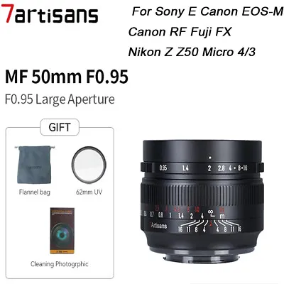 7artisans MF 50mm F0.95 APS-C Large Aperture Prime Lens For Sony E Canon EOS-M • £150