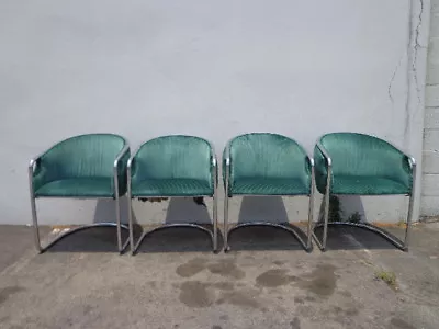 Set Of Chairs Armchairs Milo Baughman Style Chrome Metal Mid Century Modern MCM  • $2899