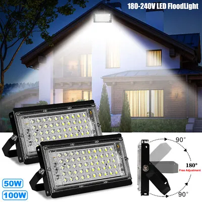 50W-100W LED Floodlight Outside Light Security Flood Outdoor Garden Spotlight UK • £8.09