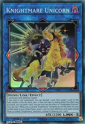 YuGiOh Knightmare Unicorn RA01-EN043 Alt. Art Super Rare 1st Edition • £0.99