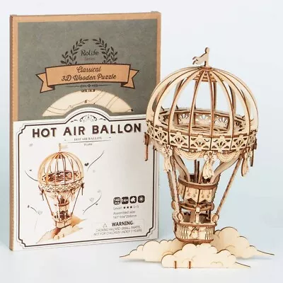 Robotime 3D Wooden Puzzle Hot Air Balloon Assembly Craft Kits Kids Toys Gifts • £14.99