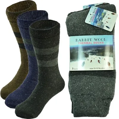3 Pairs Mens Winter Heavy Duty Thermal Warm Rabbit Wool Crew Boots Socks 10-15 • $10.99