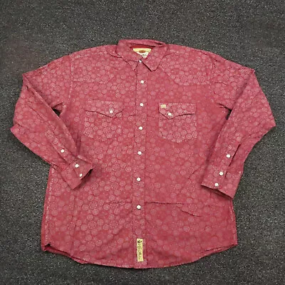 Larry Mahan Shirt Adult Large Red Geometric Snap Button Up Long Sleeve Western • $22.95