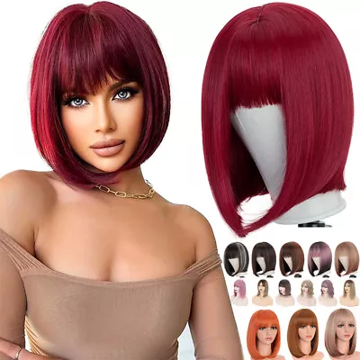 Cosplay Women Colours Gradient Straight Wavy Bob Wig Long Short Full Wigs Daily • $17.45