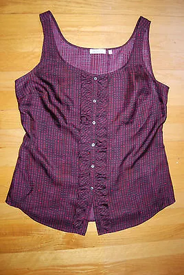 Magenta Purple Black & Fuschia MARTIN & OSA Silk Sleeveless ButtonFront Top 12 • $11.99