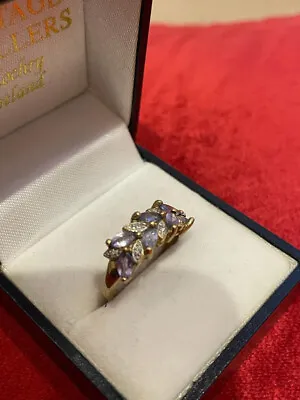 9 Carat Gold Tanzanite And Diamond Ring Size M • £149