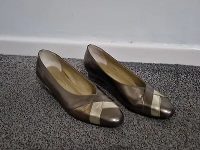 Lilley & Skinner Gold Leather Heels Shoes - Size UK 6.5 • £14.99