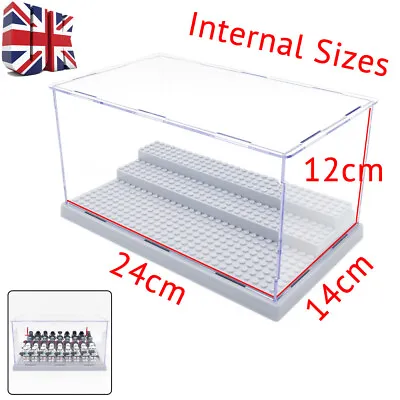 UK 25cm L For Minifigures Acrylic Display Box Case Grey Block Plastic Assembly • £16.99