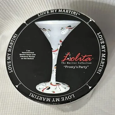 NIB Lolita Santa Barbara Design Love My Martini Frostys Party Hand Painted Glass • £20.84