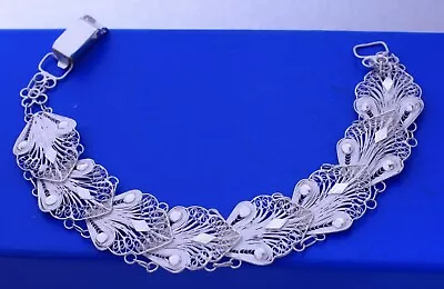 Antique/Vintage Russian 875 Silver Filigree Link Bracelet 7 1/4  • $32.99