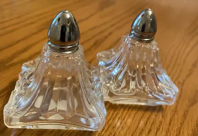 I W Rice Pyramid Striated Glass Salt Pepper Shakers 3 X 2  MCM • $9.50