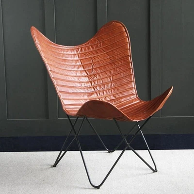 $241.13 • Buy Genuine Leather Padded Antique Butterfly Office Chair.(only Cover)