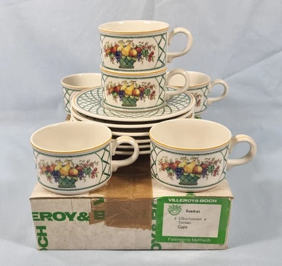 £89.99 • Buy VILLEROY BOCH BASKET WEST GERMANY 6 NEW BOXED DEMITASSE TEA CUPS & SAUCERS Box13