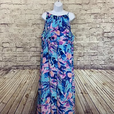 $24.99 • Buy Swimsuits For All Womens Blue Floral Coverup Maxi Dress Plus Size 22/24