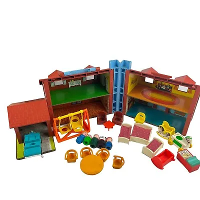 Vintage Fisher Price Little People Play Family Brown Tudor House #952 + Nursery • $80.99