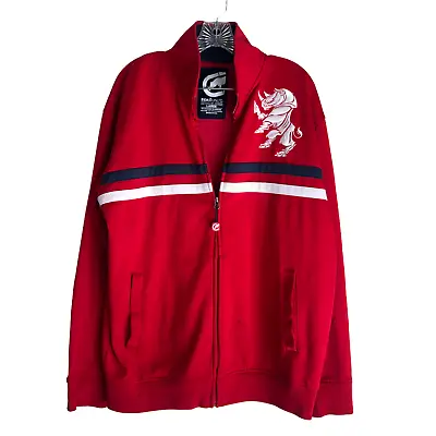 Ecko Unltd Men's Track Jacket L Red Cotton Fleece Big Embroidered Logo Full Zip • $41.40