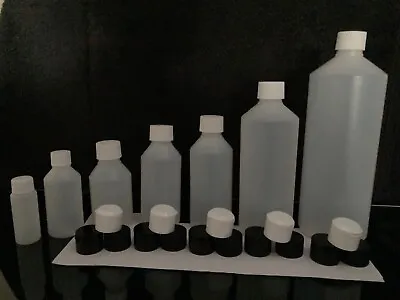 100ml150ml200ml250ml500ml1000ml HDPE Plastic Bottles With Caps • £39.95