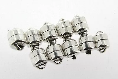 10 (TEN) STERLING SILVER 6mm Magnetic Button Clasps • $47.15