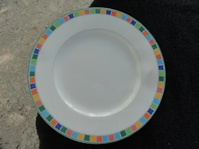 Villeroy & Boch Twist Alea Caro Multicolored Squares On Rim White Dinner Plate • $50