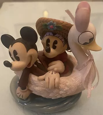 Rare Vintage Disney Mickey And Minnie In Swan Boat Ceramic Figurine #470082 • $94.95