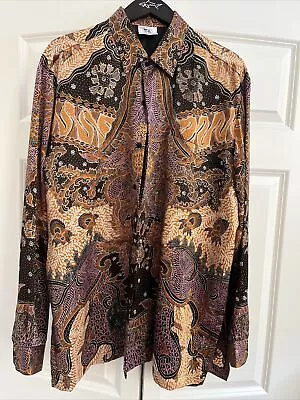 Iwan Tirta Genuine Wax Batik 100% Silk Men’s XL Shirt • $125.95