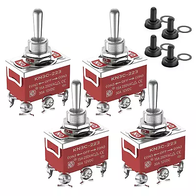 Momentary Toggle Switch 12V DC 3 Way 30 Amp DPDT 6 Pin (On)-Off-(On) Waterproof  • $21.95