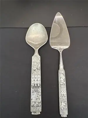 Konge Tinn Pewter Heilag Olav Set Of 2 Server Spoon Cake Server Viking Norway • $13.99