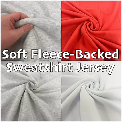 SWEATSHIRT JERSEY Thick Fleece-Backed Stretch Knit Dressmaking Jumper Fabric  • £8.95