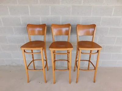 Mid-Century Stools Bentwood Attributed To Thonet - Set Of 3 • $1495