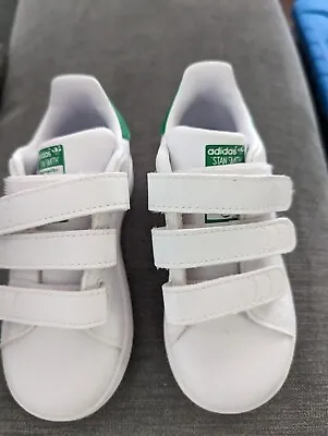 $50 • Buy ADIDAS Stan Smith Kids White Green Strap Shoes US 8K UK 7.5K