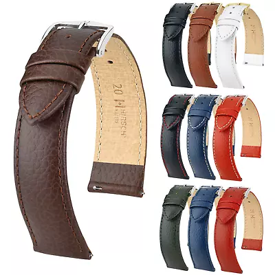 HIRSCH Kansas Calf Leather Watch Strap - Buffalo Embossing - Quick Release • $39.95