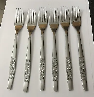 £18 • Buy Vintage Spear & Jackson Stainless Steel 6 Dinner Table 19cm Forks Floral Cutlery