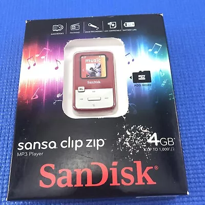 Sandisk Sansa Clip Zip Mp3 Player 4 GB Storage Capacity - Jumpstart Red • $69.95