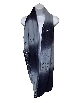 Navy Gray Ombré Cowl Scarf Soft Open Knit Long Infinity Loop Winter Autumn GUC  • $6.46