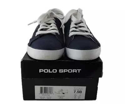 $15.99 • Buy Polo Ralph Lauren Womens 7.5 B FAO Gillian Canvas Blue Sneakers Shoes Lace Up
