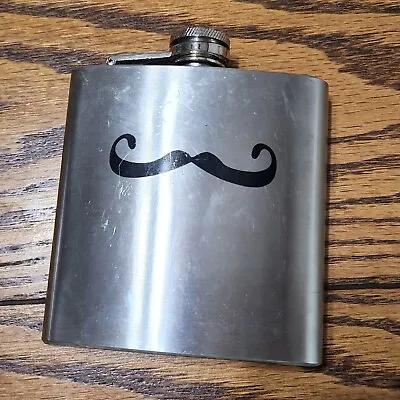 Whiskey Hip Flask Stainless Steel Mustache Consealed Drinking Container #T16 • $6.99