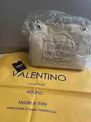 Valentino By Mario Valentino Creamy Shoulder Bag Luisa Signature Gold Hardware • $157.50