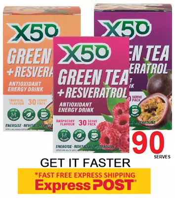 X50 Green Tea 90 Serves | 3x30 Serve | Triple Pack | All Flavours | Matcha | X50 • $69.99