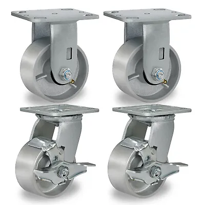 4 X 2  Heavy Duty Casters Semi Steel Cast Iron Wheels  Capacity Up To 800-3200LB • $104.99