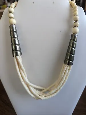 Vintage Tribal 1960's Bone Beaded Necklace • $25