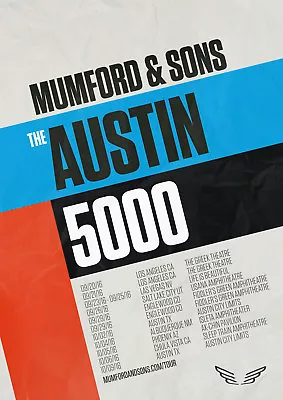 MUMFORD & SONS  AUSTIN 5000  2018 U.S. CONCERT TOUR POSTER-Folk / Alt Rock Music • $19.15